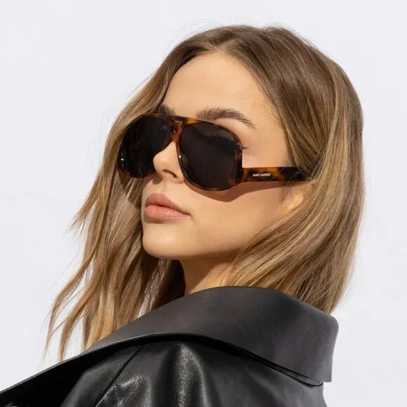 Saint Laurent Men Sunglasses Havana Black Square SL652/F SOLACE 002 BRAND NEW - Picture 12 of 13